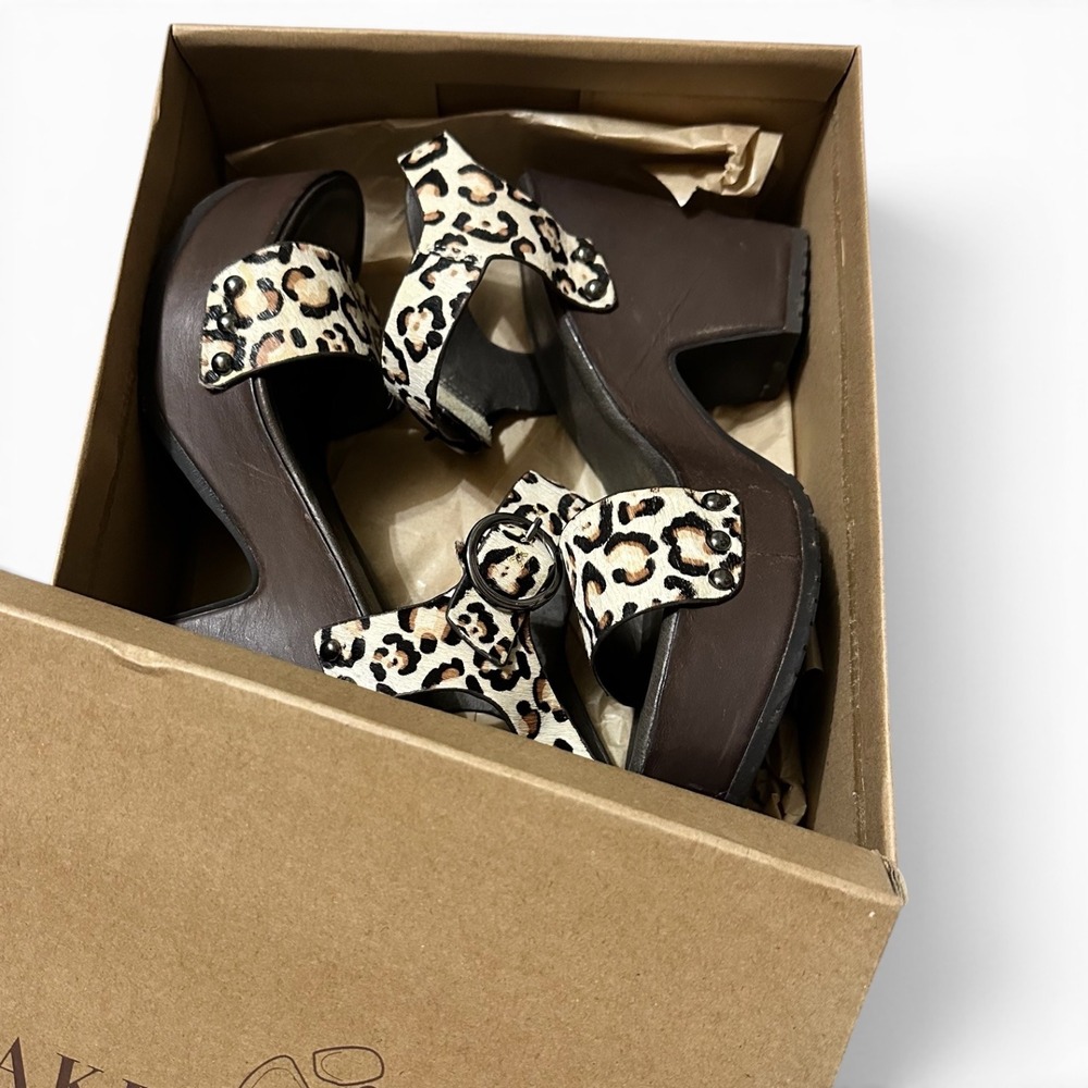 Naked Feet Oro Platform Sandal Bone Leopard Stamped Calf Hair Leather 8.5 - Picture 9 of 9